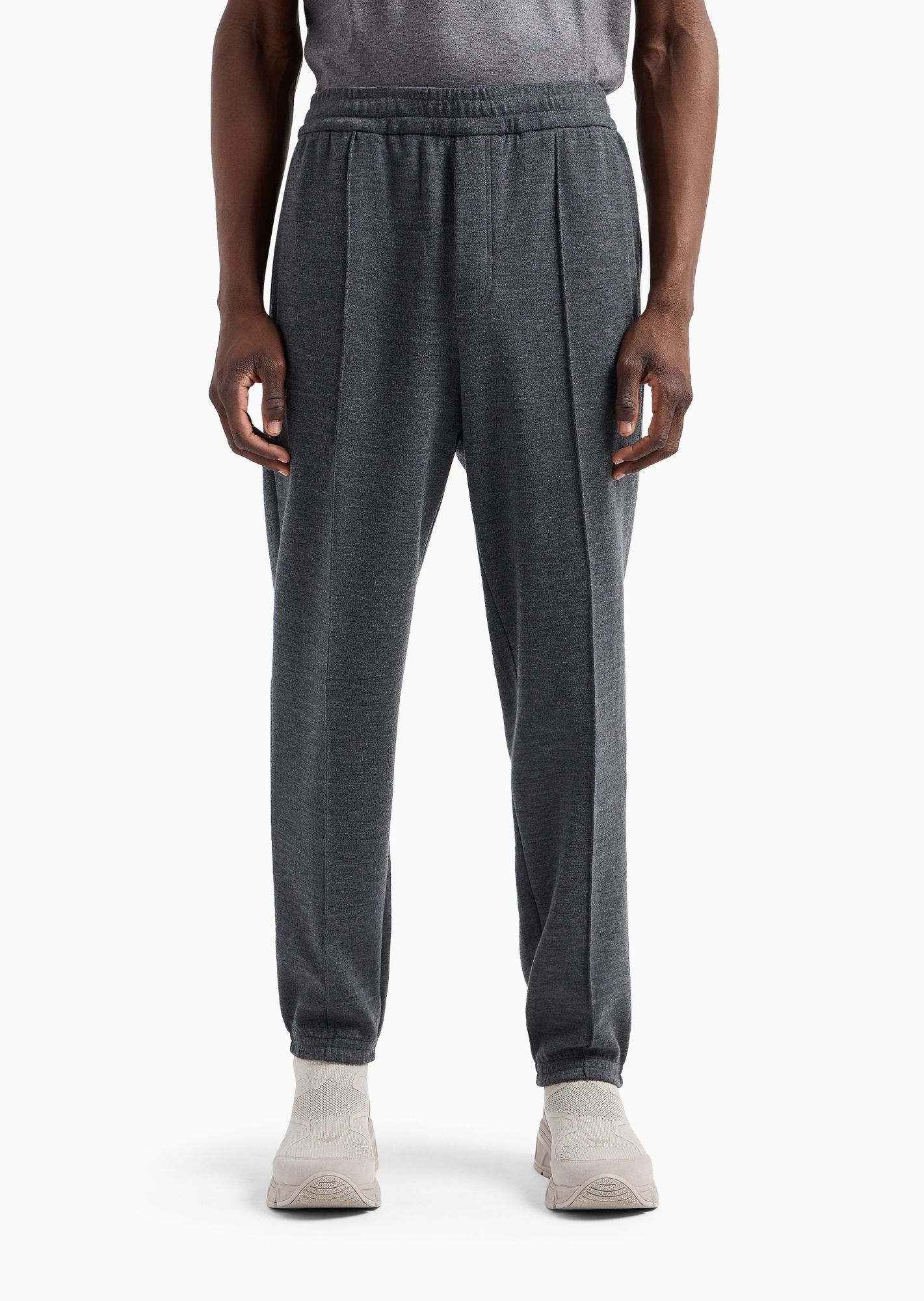 Emporio Armani Official Store Travel Essentials Virgin Wool-blend Jersey Joggers In Black