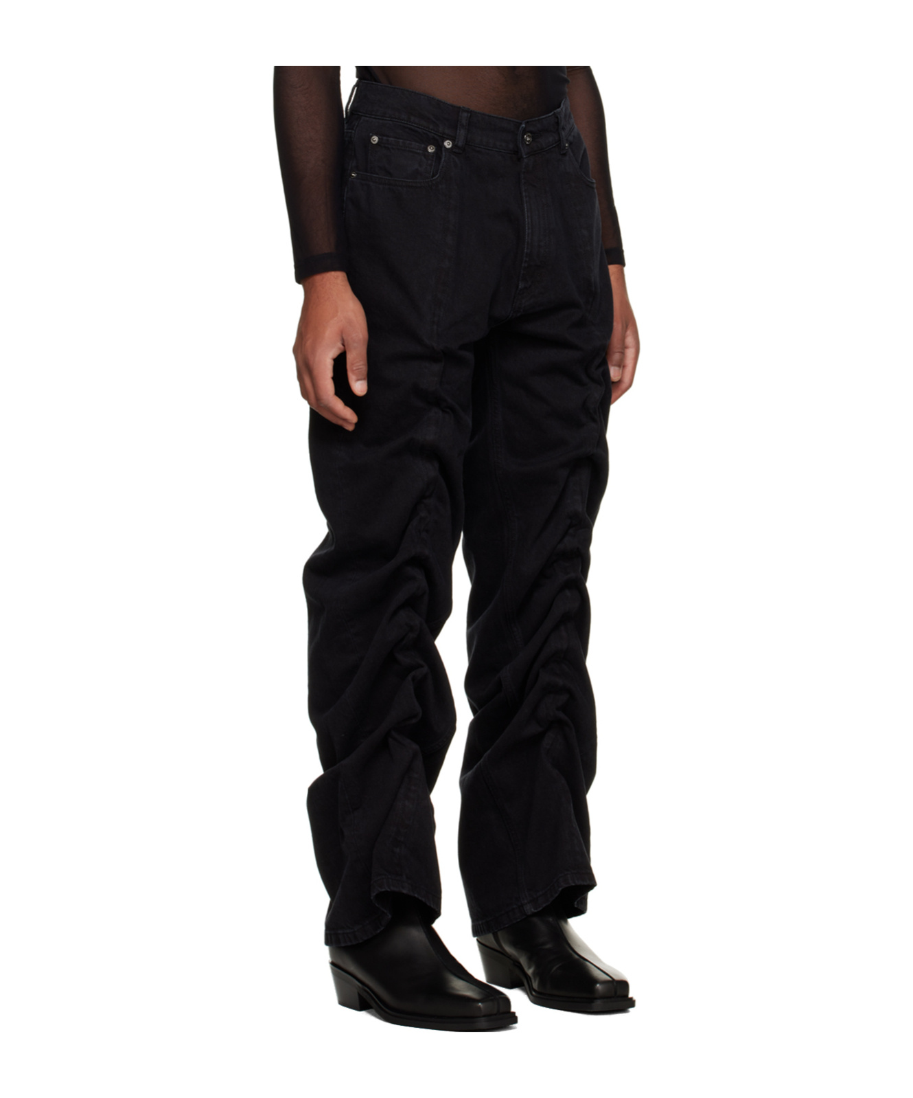Y/project Classic Wire Wide-leg Jeans In Black