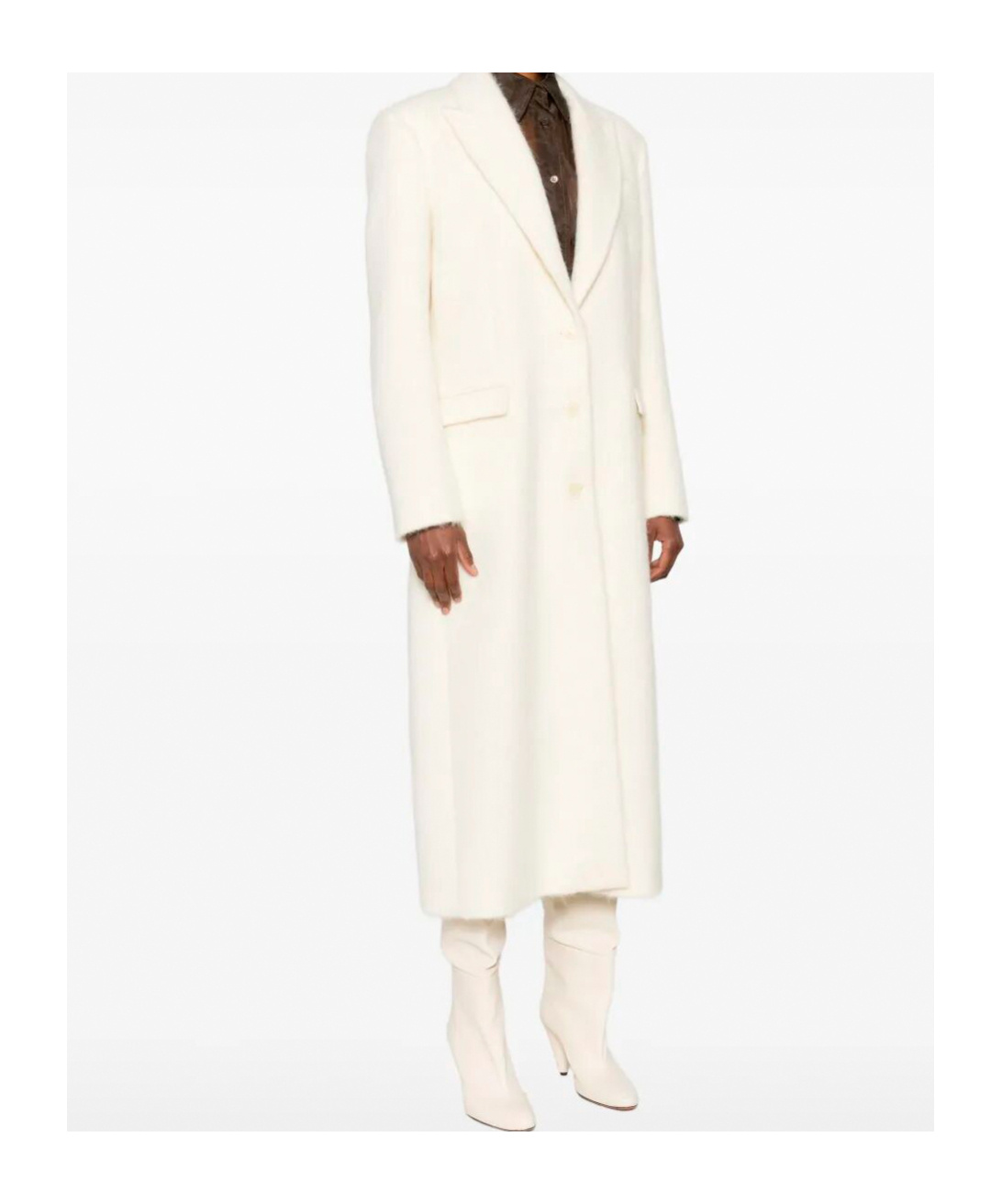 Patrizia Pepe Peak-lapel Coat In Neutral