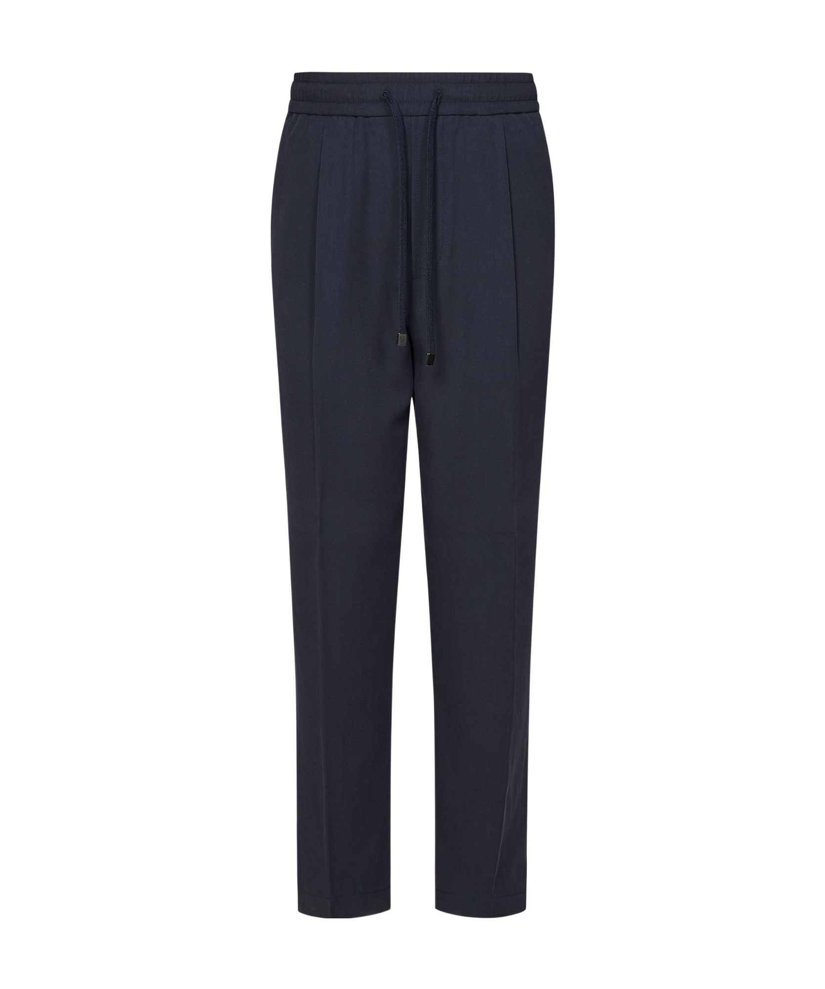 Jacob Cohen Navy Blue Straight-leg Trousers With Drawstring Waist In Blue