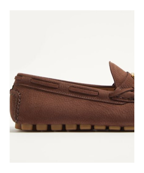 Valentino Mocassino Driver Fastaway In Cervo Suede In Brown