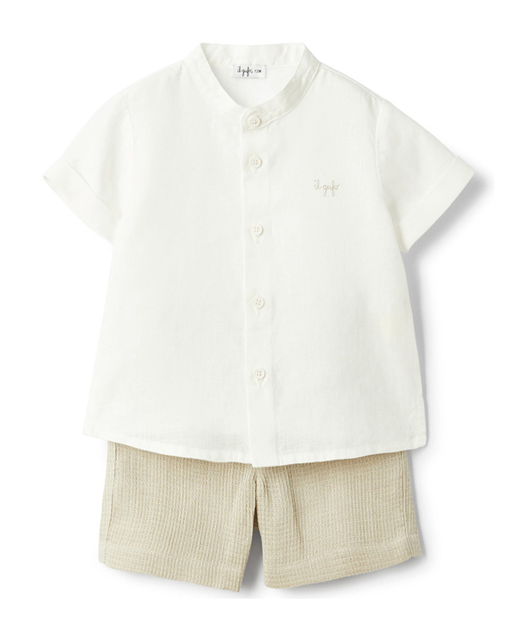 Il Gufo Logo Embroidered Shorts Set In White