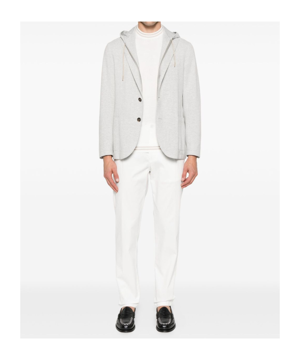 Eleventy Hooded Single-breasted Blazer In Gray