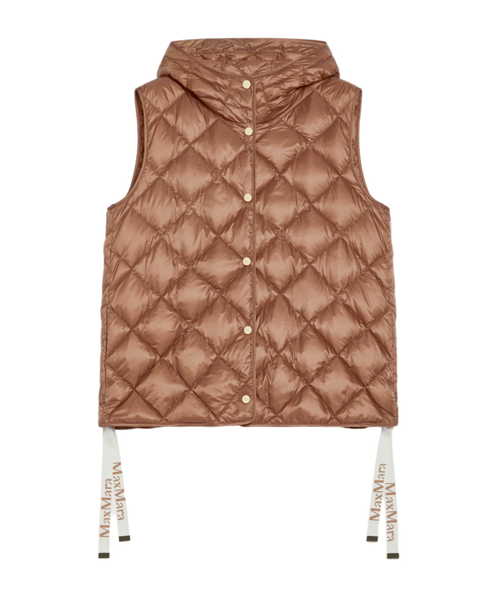 Max Mara Quilted Canvas Vest In Brown