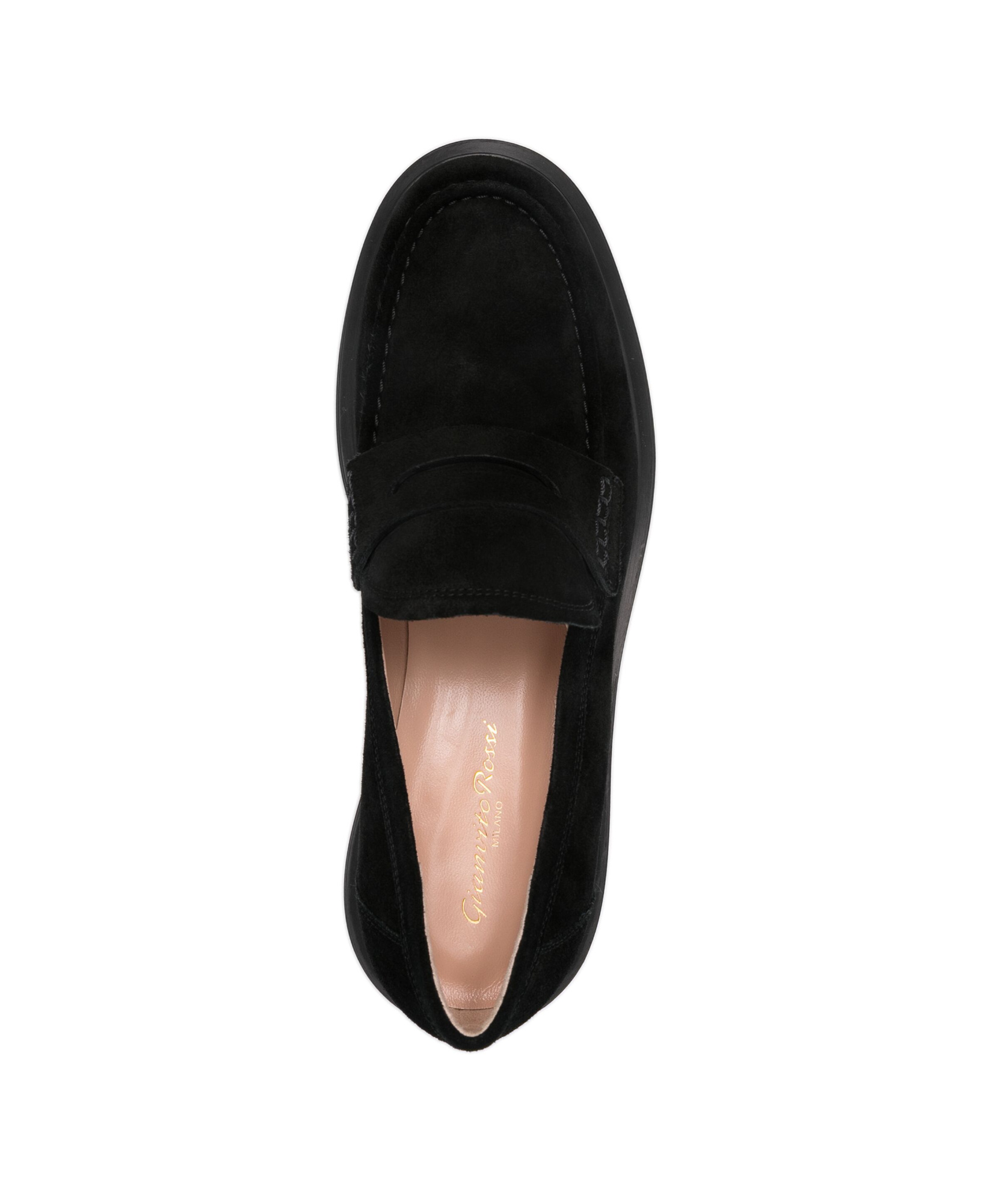 Gianvito Rossi Loafers With Round Toe And Suede Finish In Black