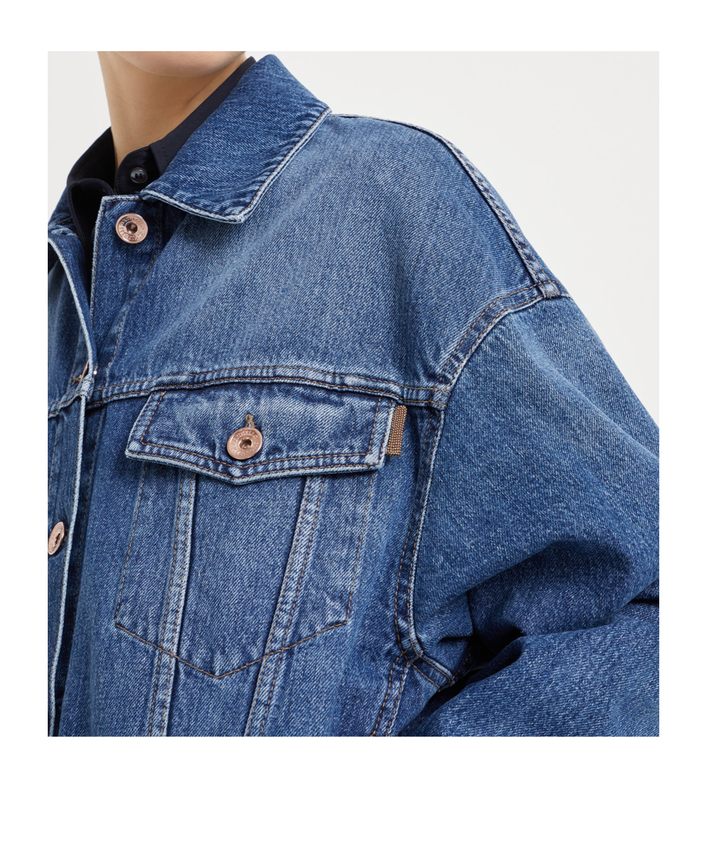 BRUNELLO CUCINELLI BRUNELLO CUCINELLI STRAIGHT HEM OVERSIZED DENIM JACKET 