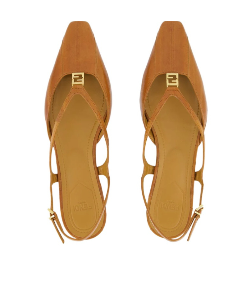 Fendi Ffold Flat Pumps In Brown