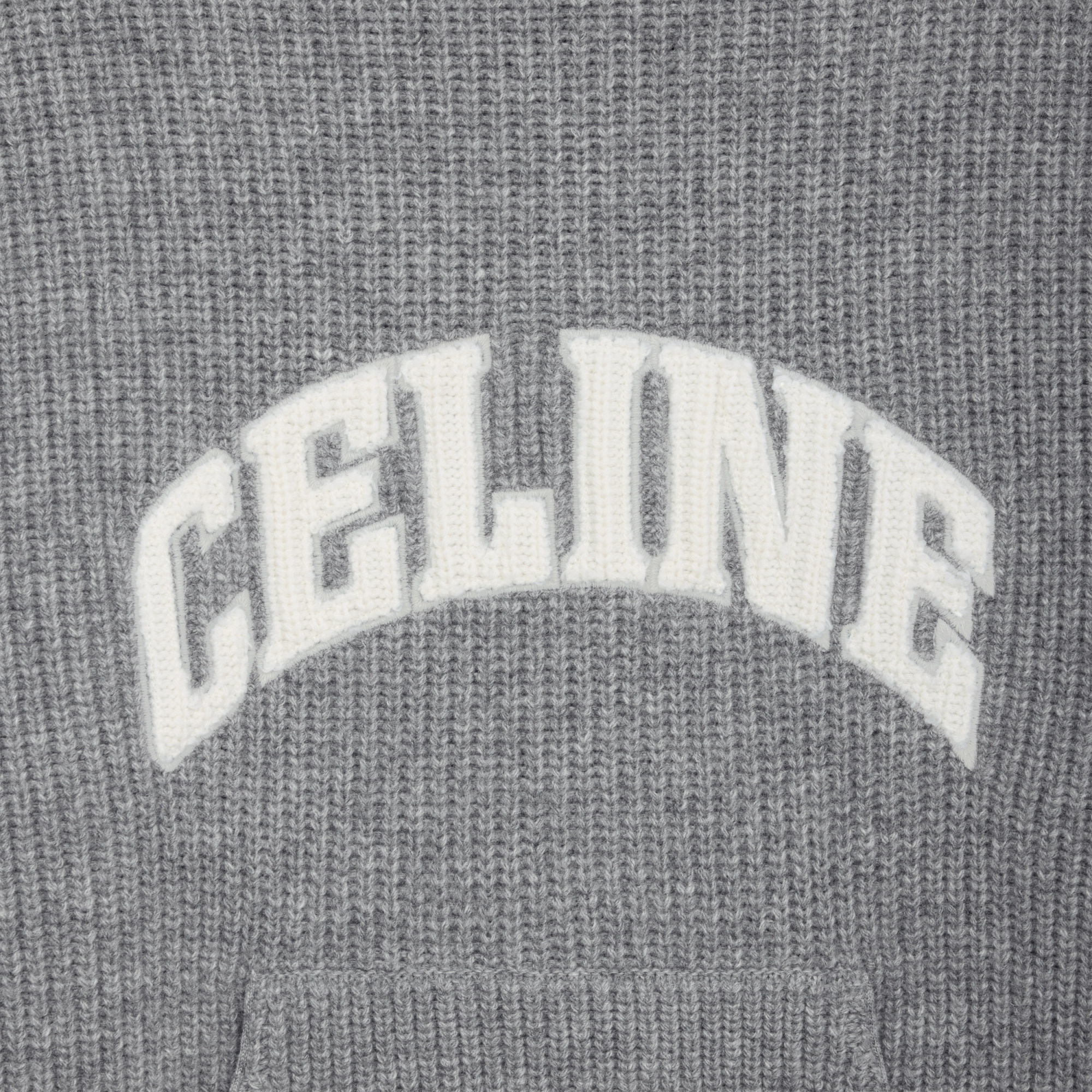 Celine Rib Hooded Pullover In Gray