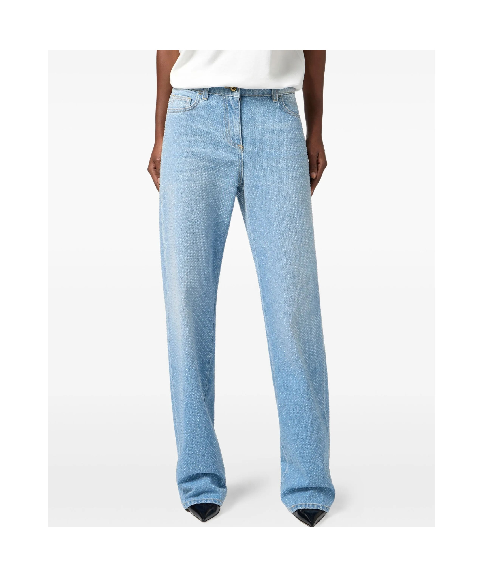 Elisabetta Franchi Rhinestone-embellished Jeans In Blue