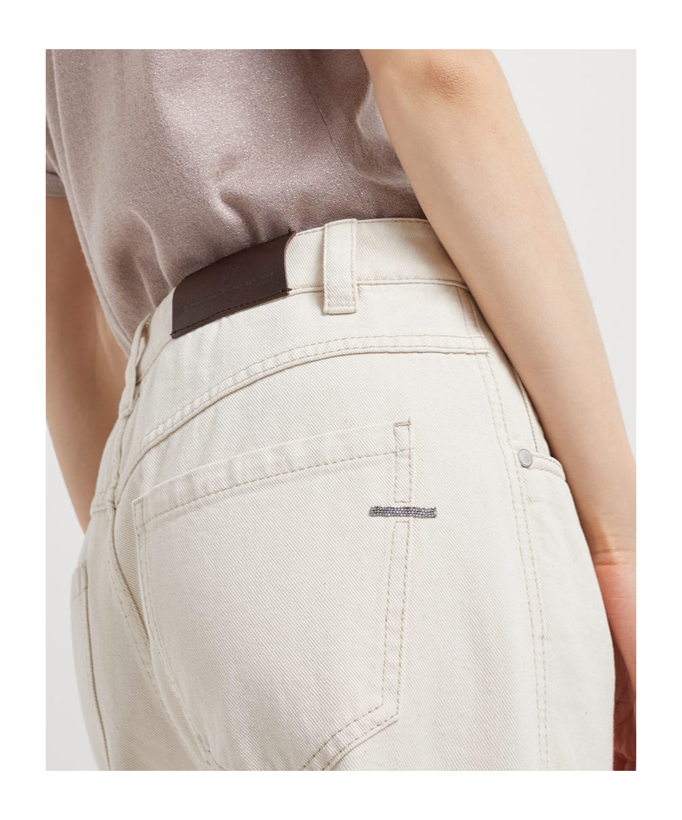 Brunello Cucinelli Logo Patch Cropped Jeans In White