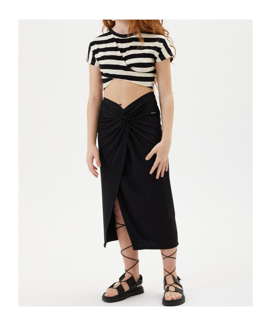 Monnalisa Striped T-shirt In Black