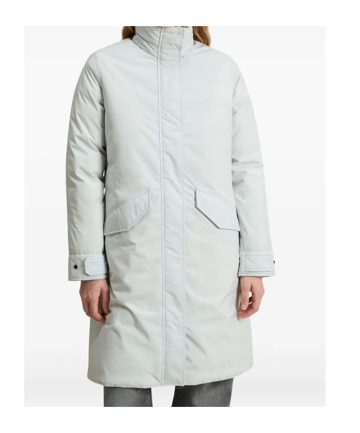 Woolrich Cloud Stand-collar Belted Coat In Metallic
