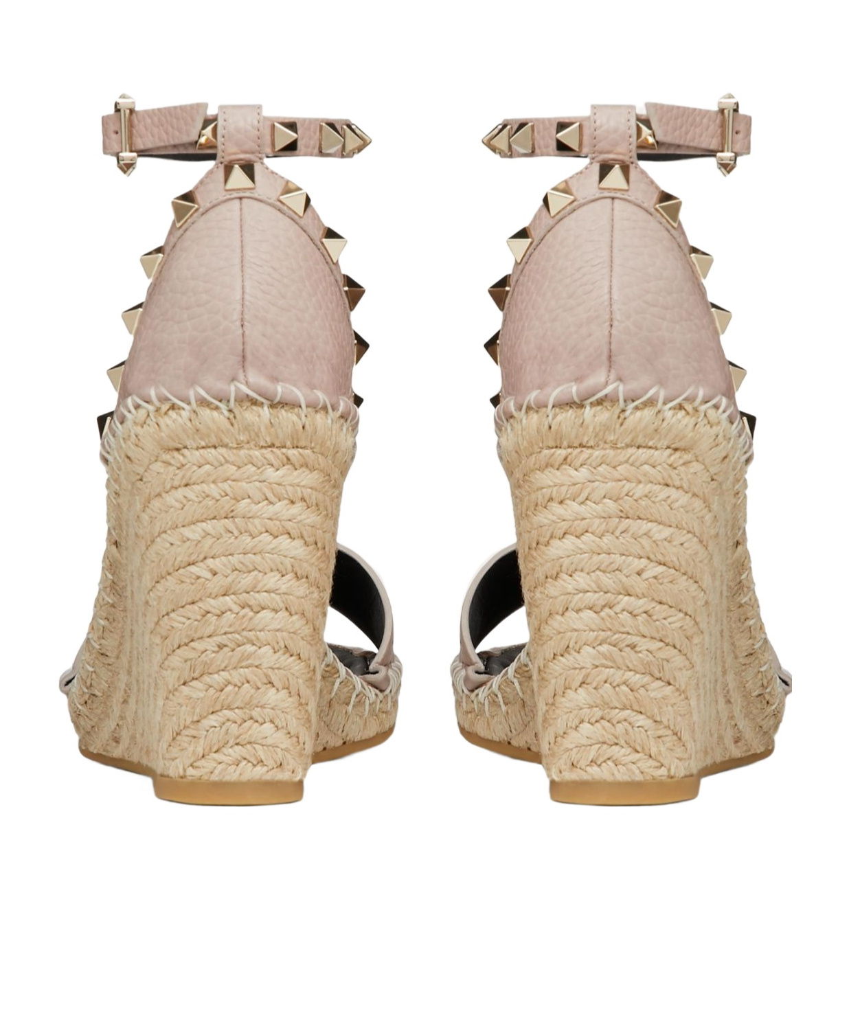 Valentino Rockstud Womens Leather Wedges Espadrilles In Nude