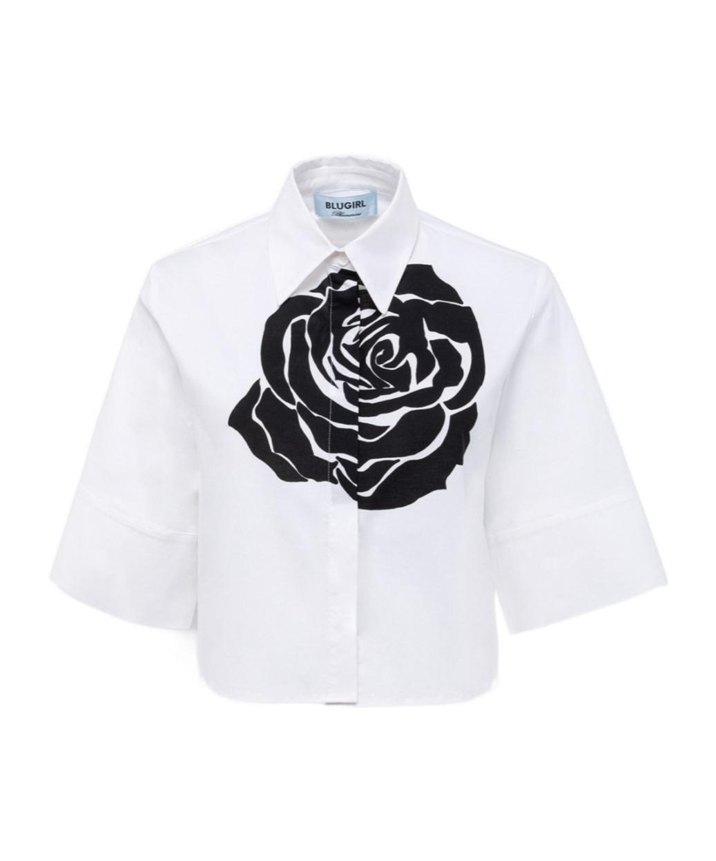 Blugirl Printed Popeline Stretch Boxy Shirt In White
