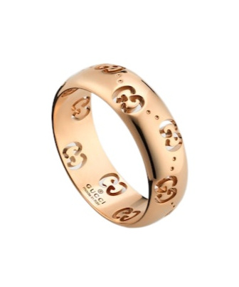 Gucci Icon 18k Gg Thin Ring In Pink