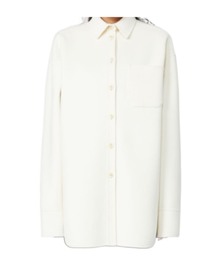 Sportmax White Short Coat With Shirt Styling And Oversized Fit In White