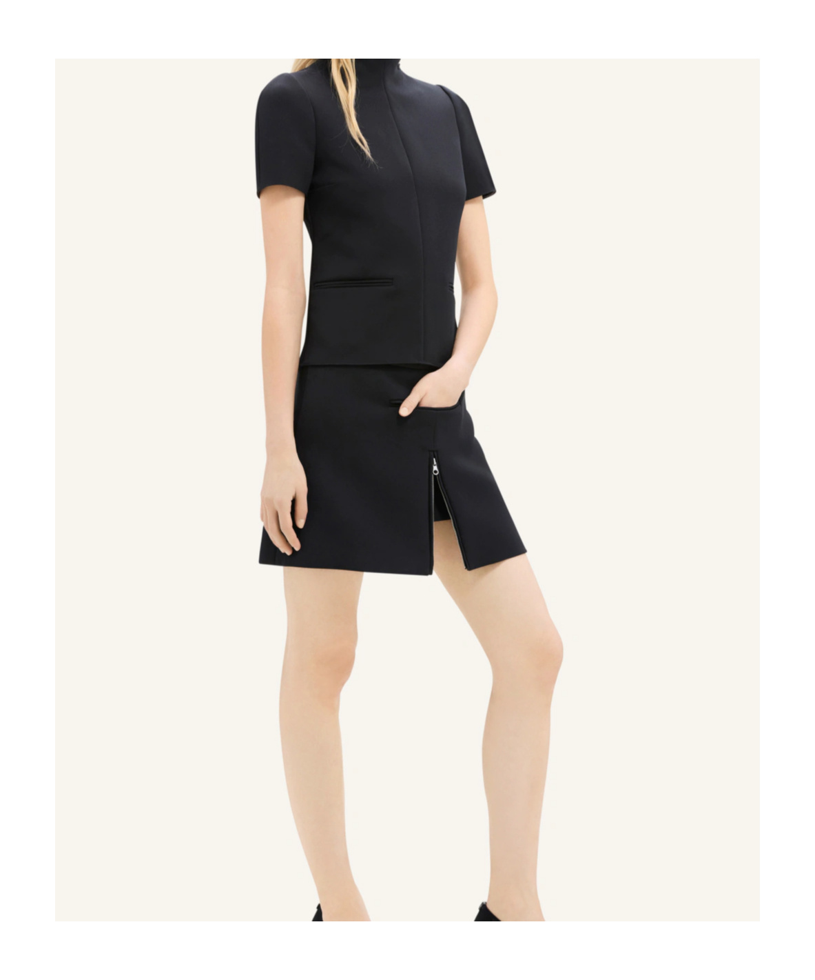 Courrèges Twill Mini Skirt With Zipper In Black