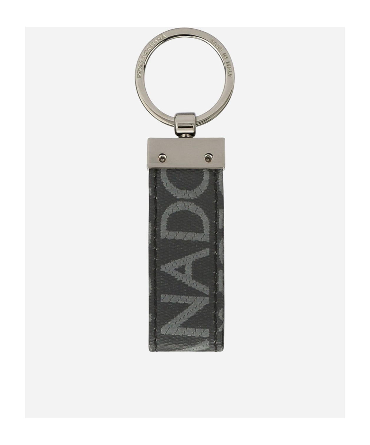 Dolce & Gabbana Coated Canvas Keychain With All-over Lettering Logo In Multicolor