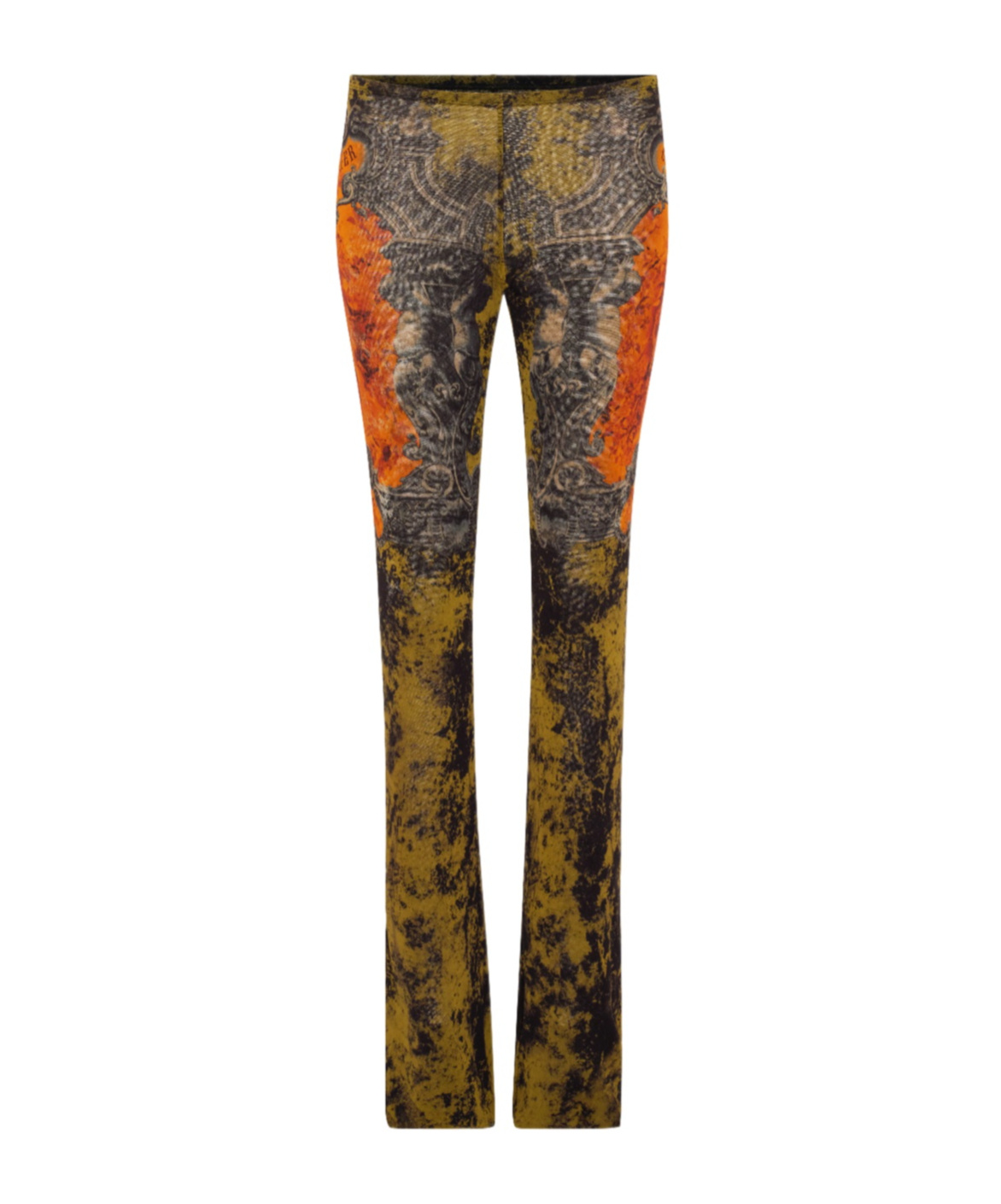 Jean Paul Gaultier Straight Flared Graphic Print Stretch Trousers In Multi