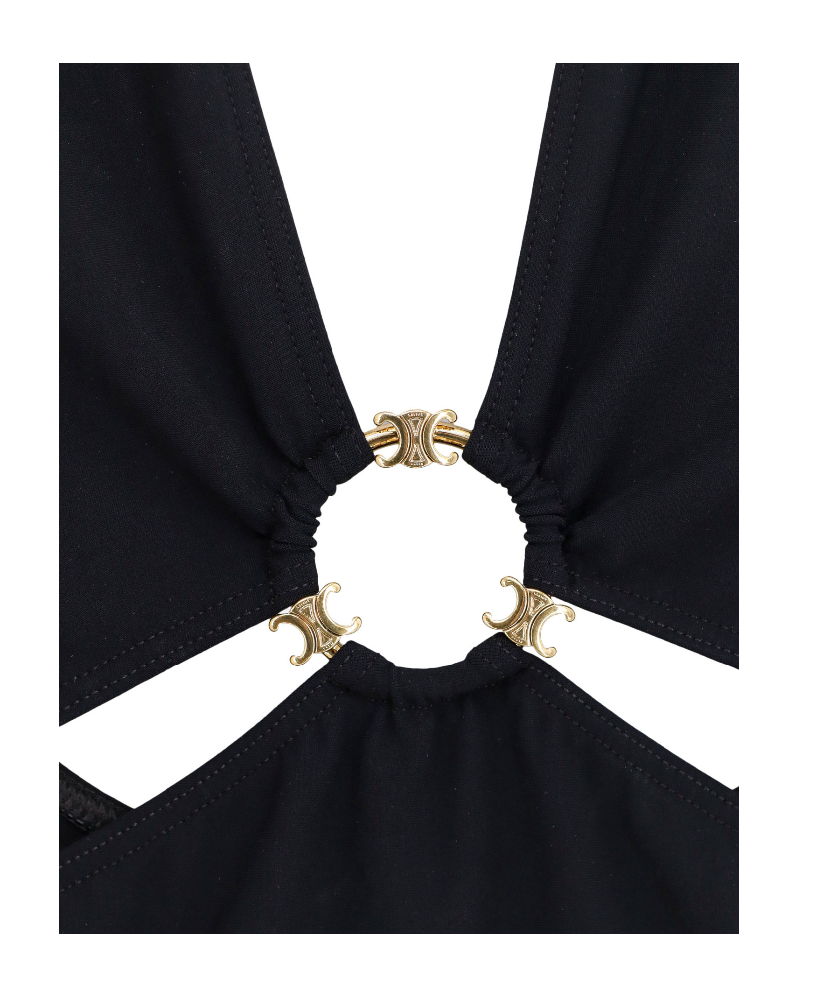Celine Cut-out One Piece Swimsuit With Golden Effect Details In Black