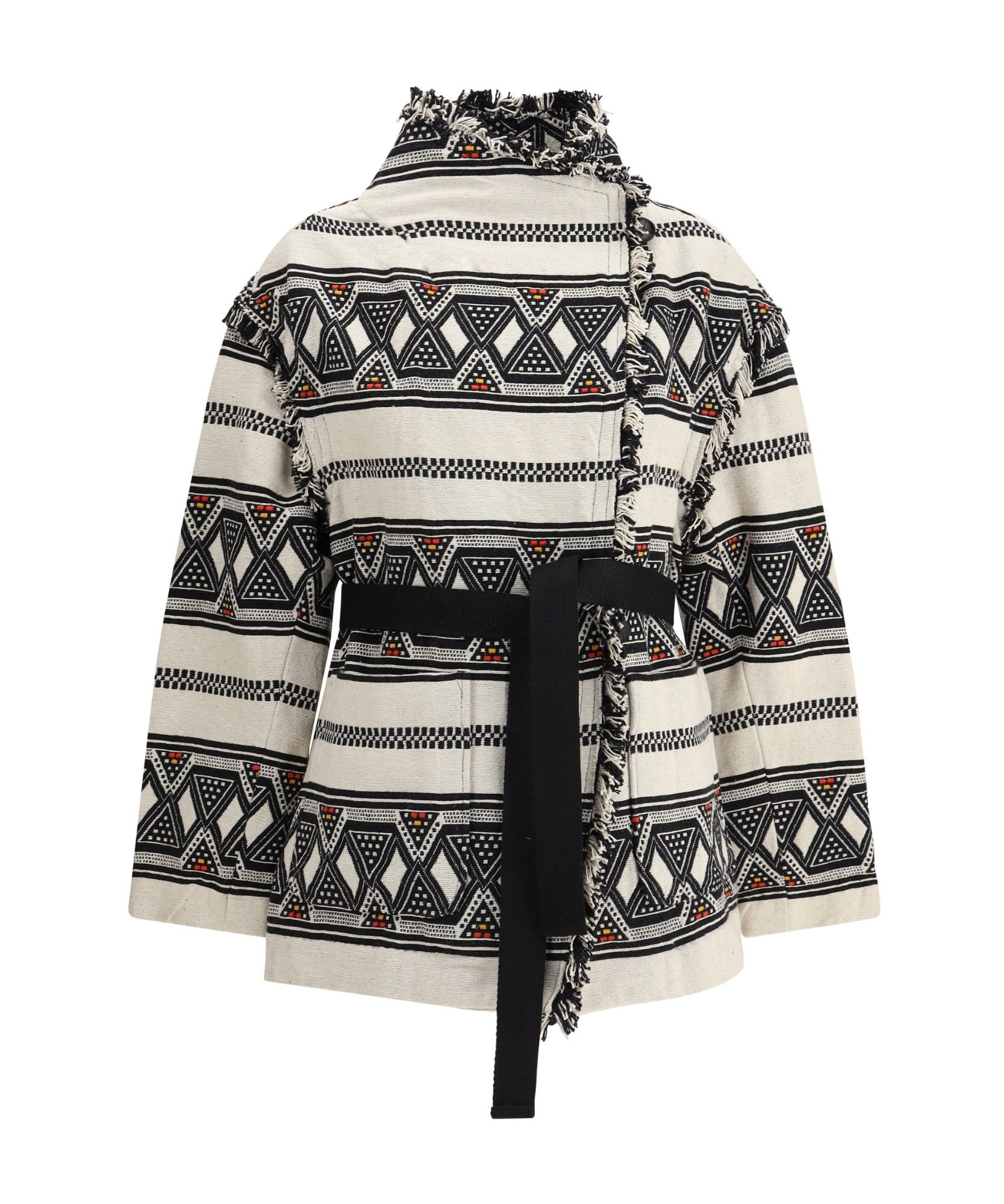 Isabel Marant Étoile Josialo Belted Frayed Cotton-blend Jacquard Jacket In Black