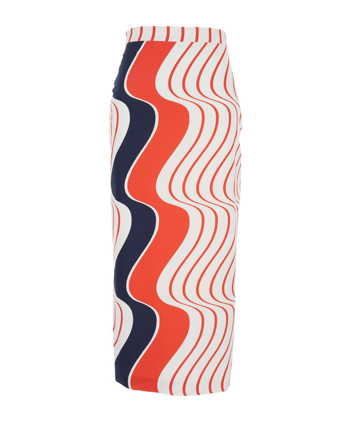 Msgm Red Skirt With Pencil Design And All-over Printed Motif In Blue
