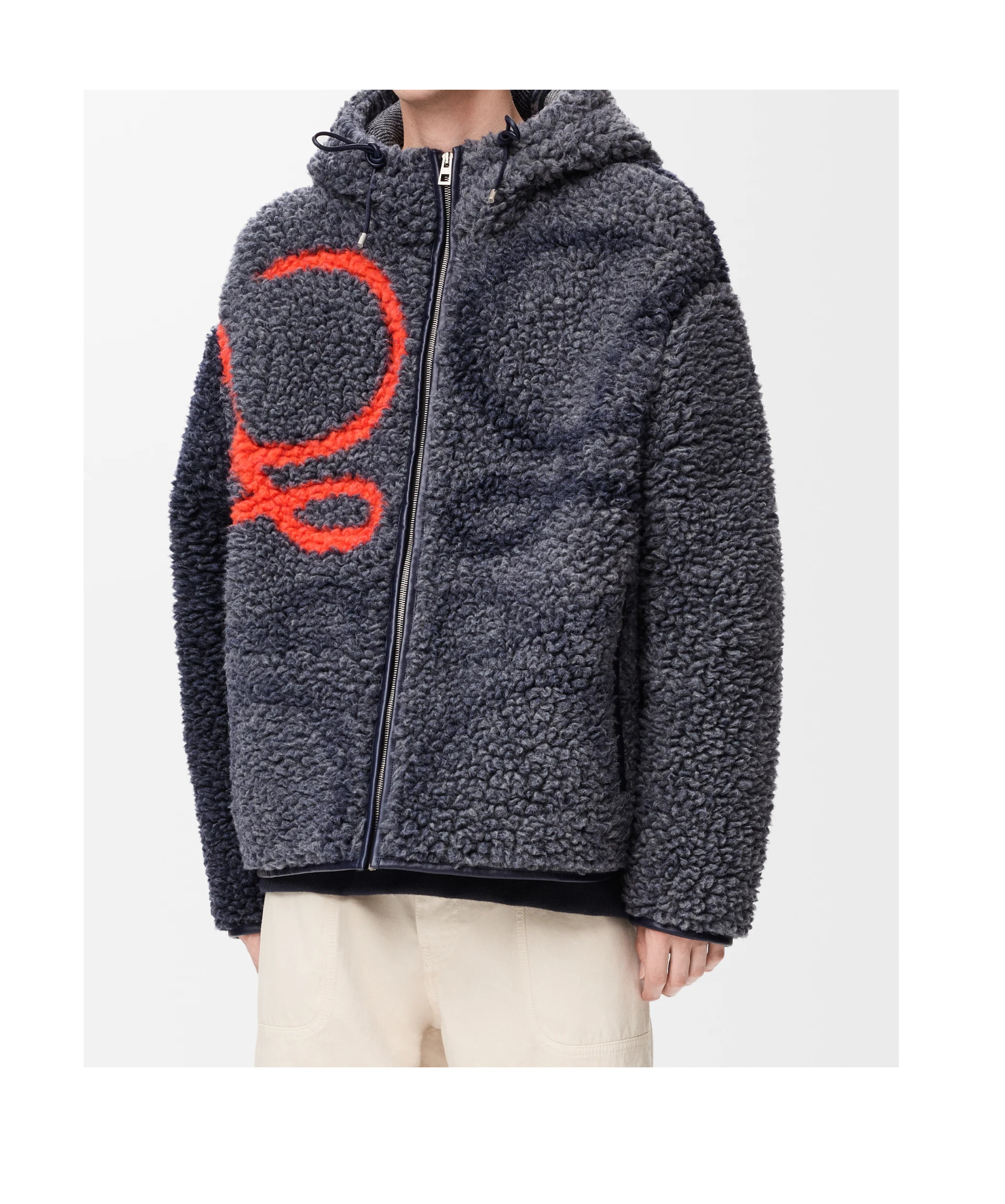 Loewe Pile Oversize Jacket Fleece Texture Hood In Multi