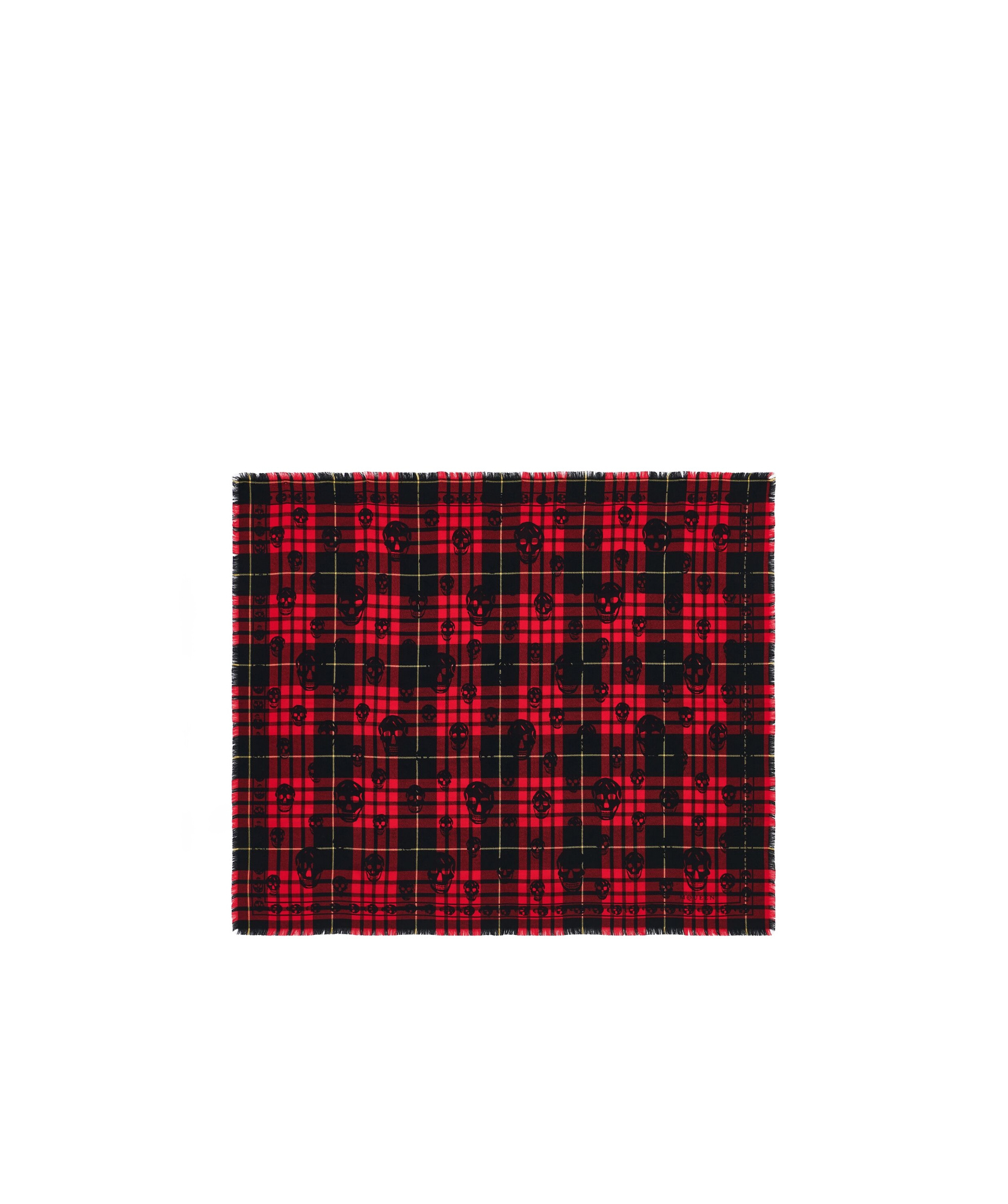 Alexander Mcqueen Tartan Skull Frayed-edge Scarf In Red