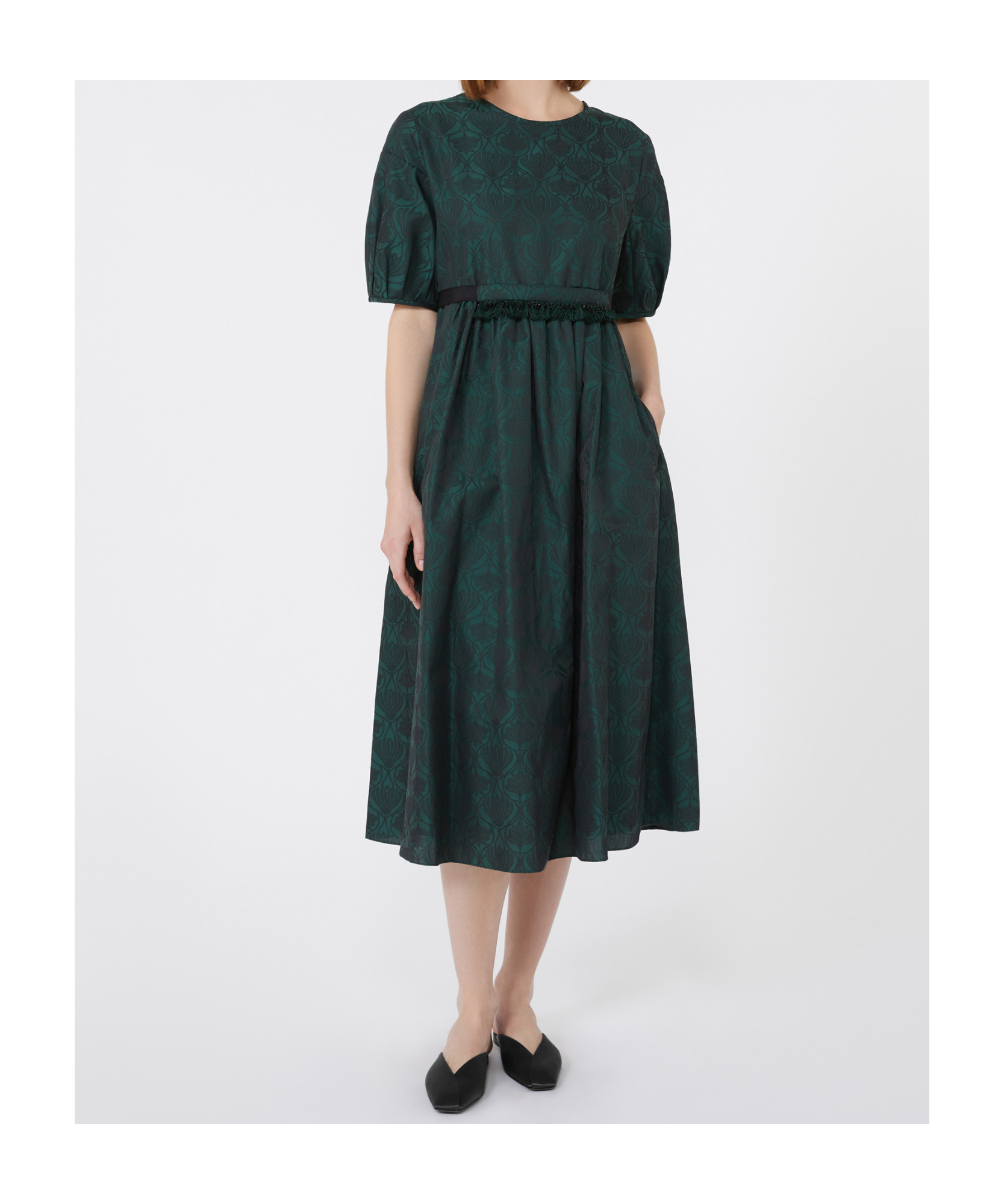 Max Mara Jacquard Cotton Dress In Green