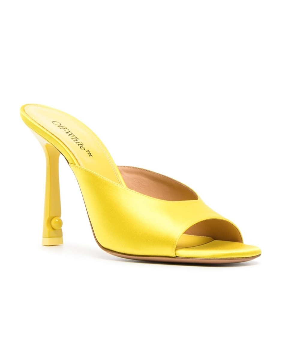 Off-white Pop Lollipop 100mm Satin Mules In Yellow