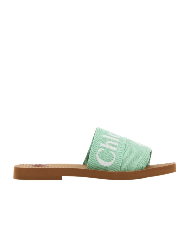Chloé Chloe Woody Canvas Sandal In Mint Green