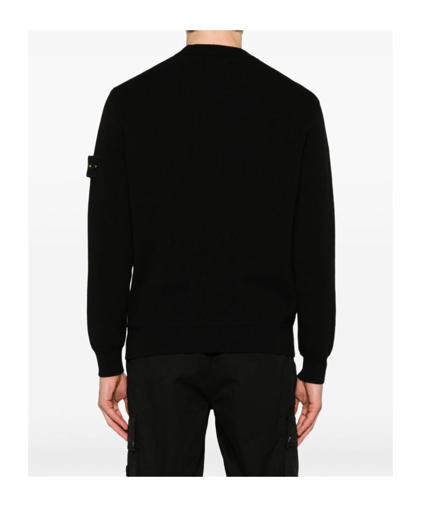 Stone Island Lightweight Wool Crew Neck Pullover In Black