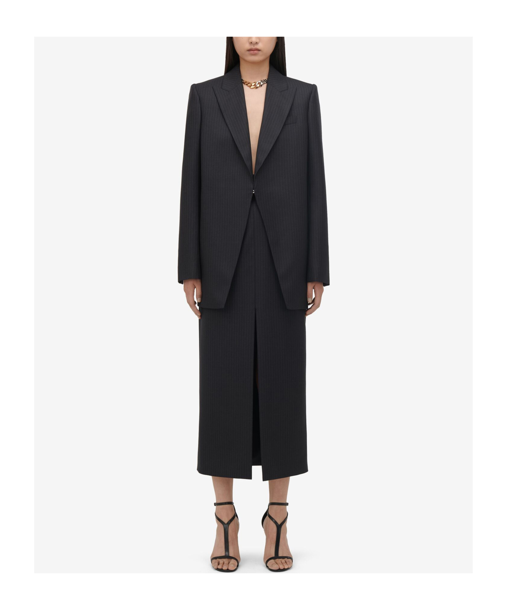 Alexander Mcqueen Pinstripe Pattern Blazer In Black
