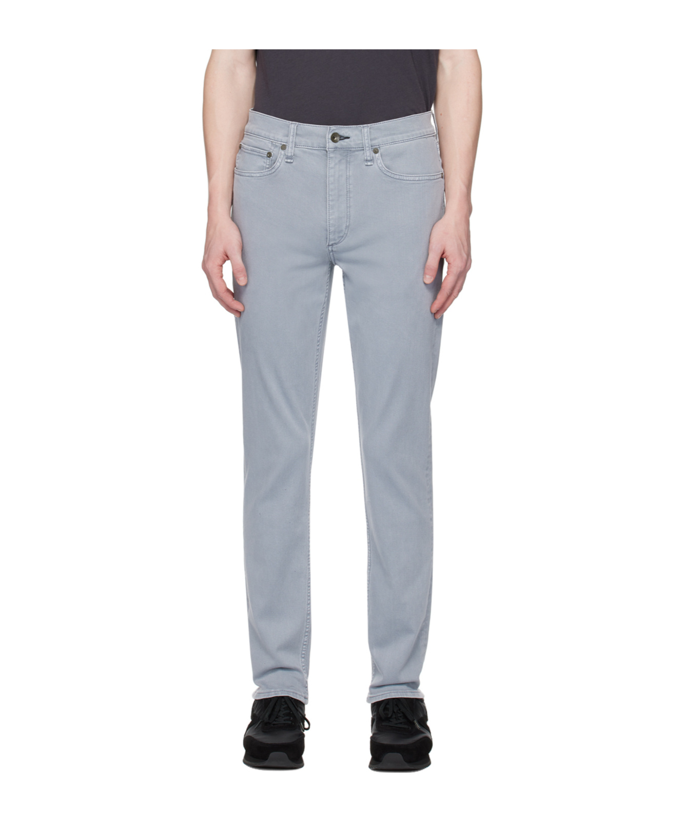 Rag & Bone Belt Ring Denim Trousers In Gray