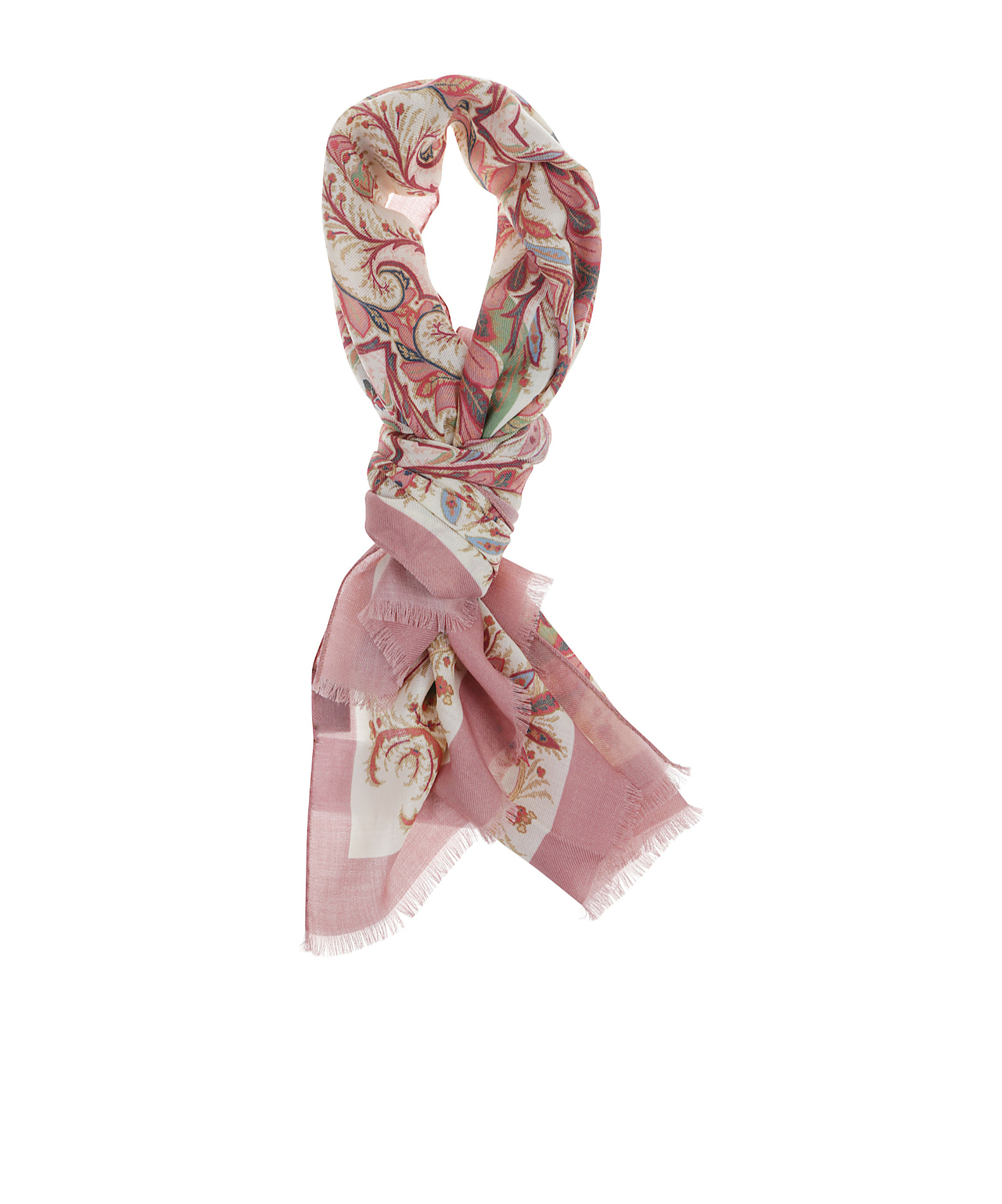 Etro Paisley Printed Frayed Scarf In Pink
