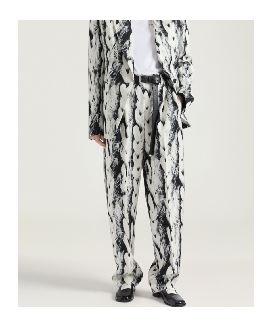 Givenchy Double Pleat Pants In Wool With Hair Print In White