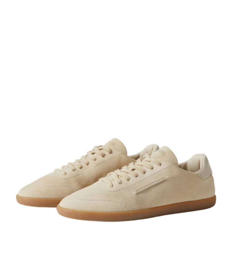 Zegna 232 Low Top Suede Sneakers Rubber Sole In Neutral