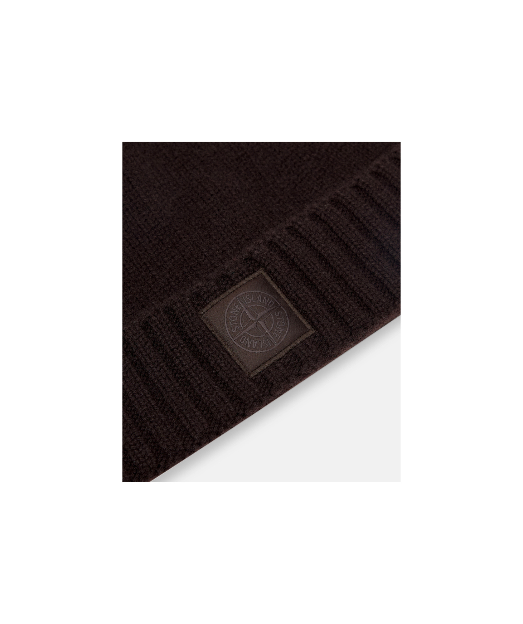 Stone Island Beanie With Ribbed Cuff And Logo Patch In Brown