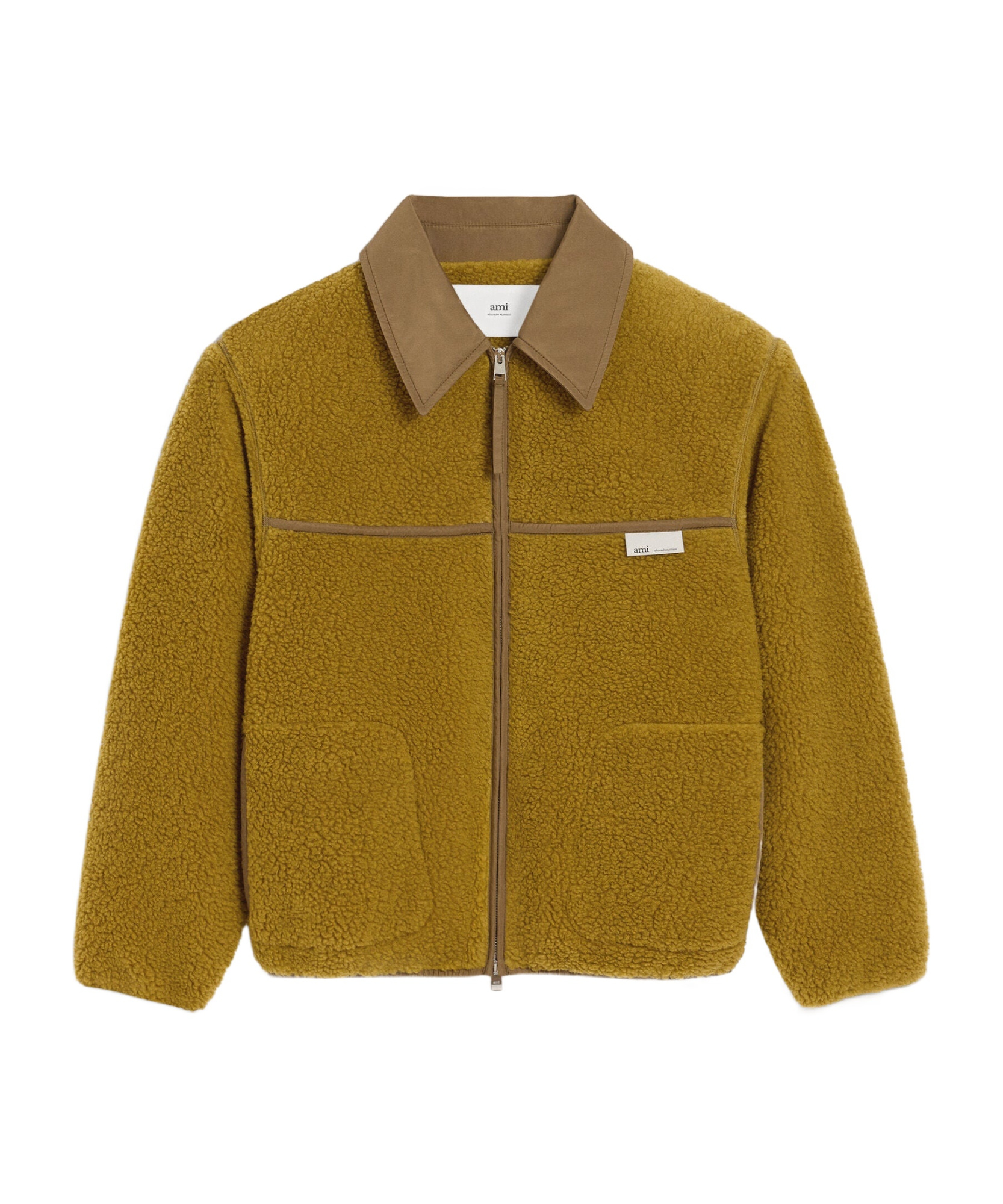 Ami Alexandre Mattiussi Ami Paris Zip Fleece Jacket In Brown