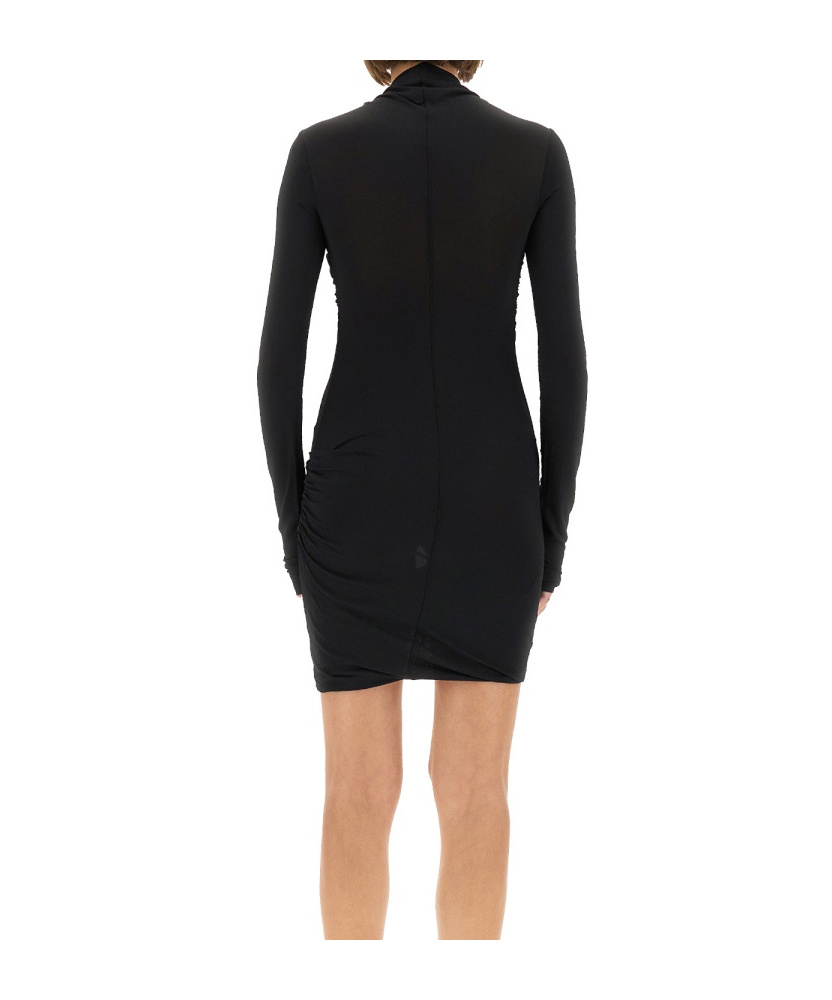 Rick Owens Lilies Asymmetric Long-sleeved Dress In Black