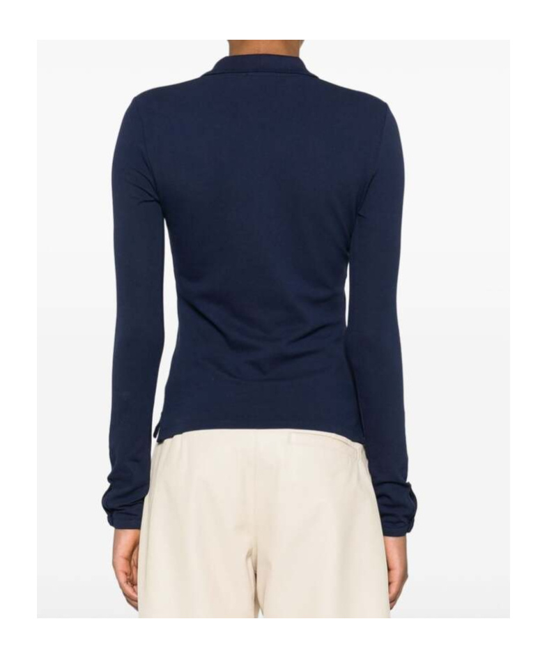 Polo Ralph Lauren Womens Newport Navy Brand-embroidery Long-sleeve Cotton-jersey Polo Shirt In Blue