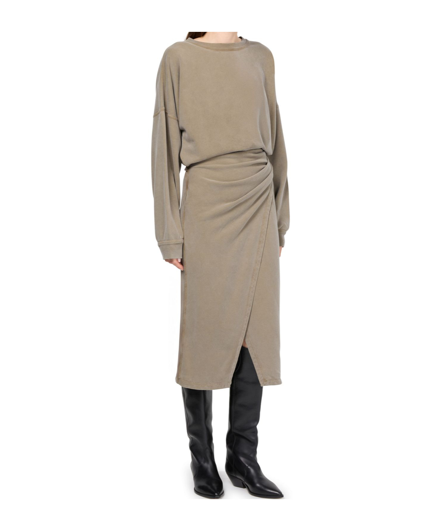 Shop Isabel Marant Étoile Sandrina Midi Dress In Light Khaki