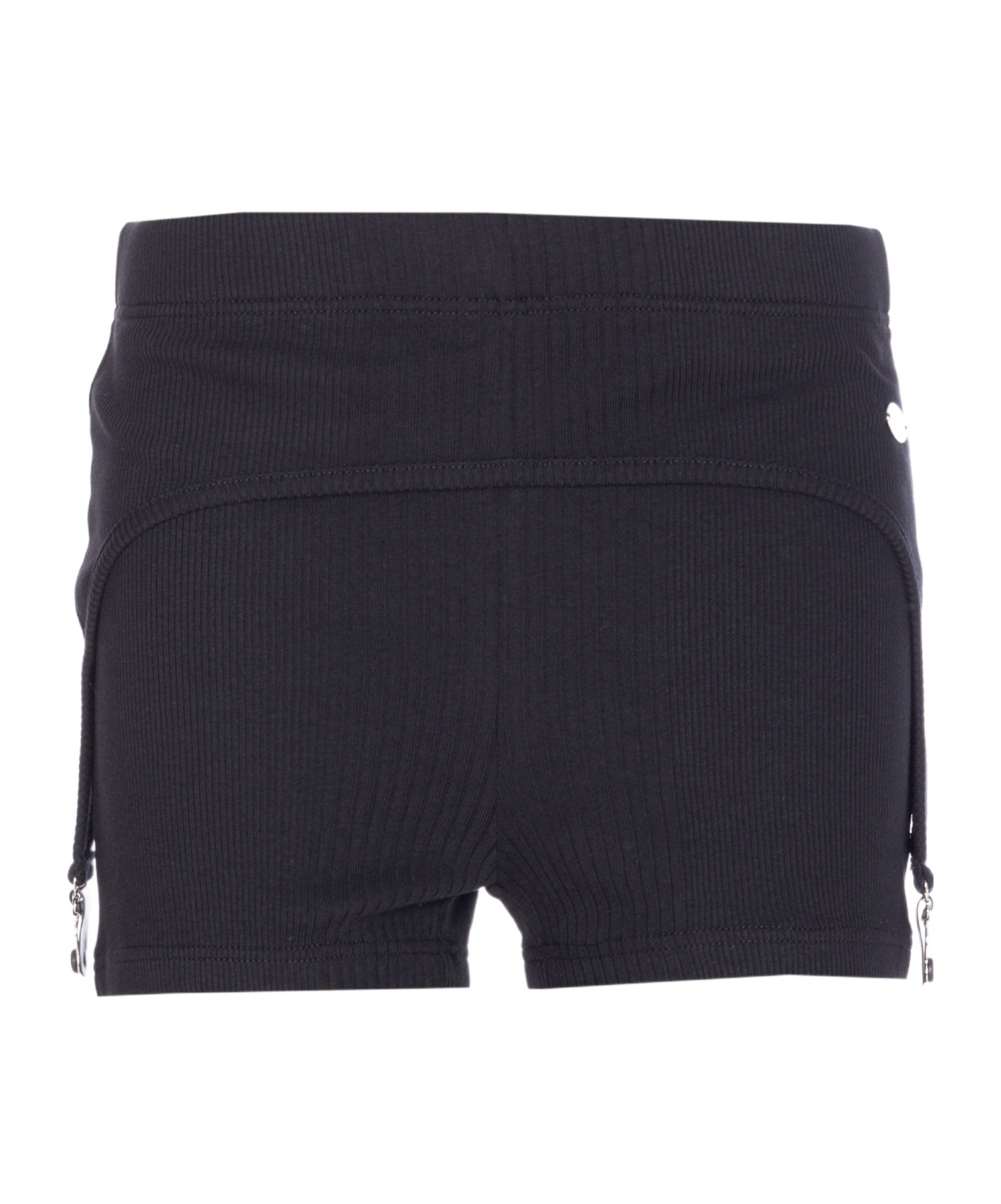 Jean Paul Gaultier Cotton Ribbed Mini Short With Lingerie Garter Clothing In Black