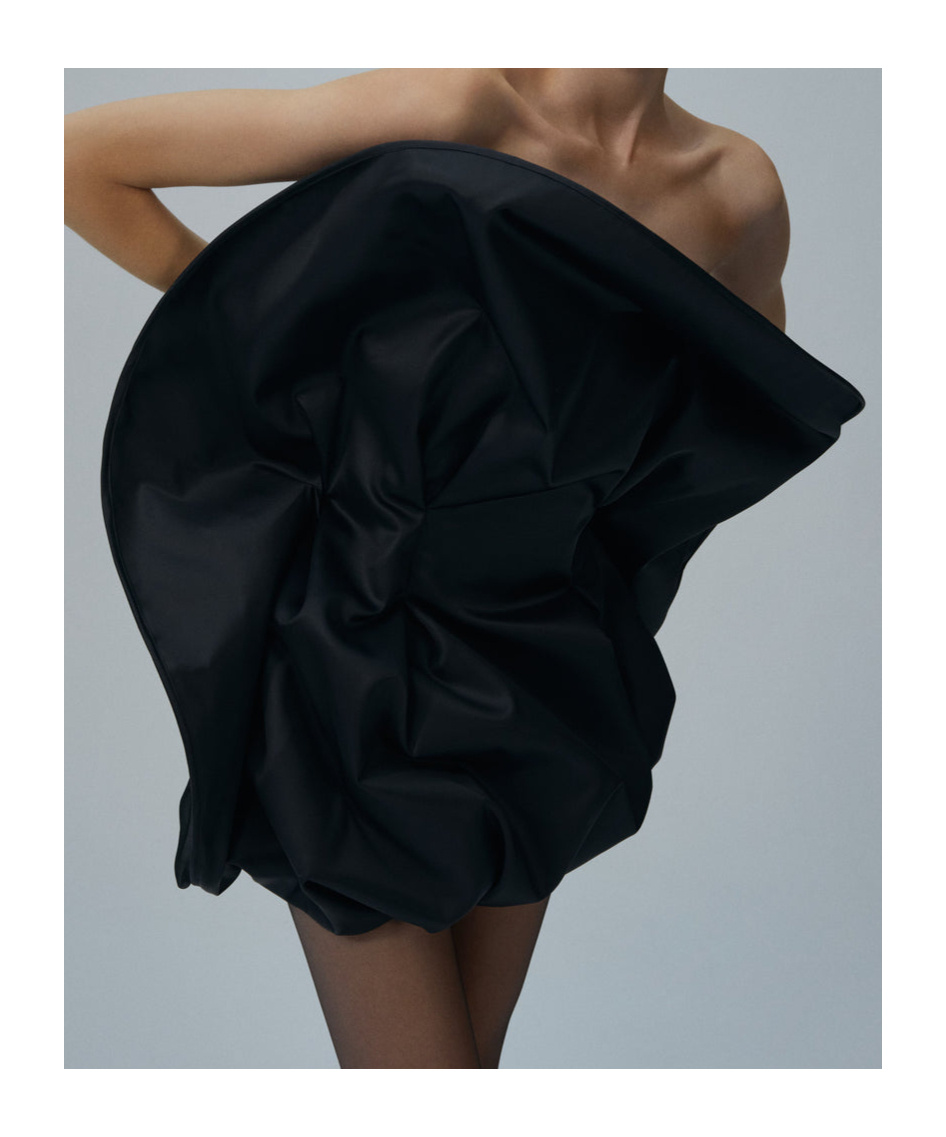 Magda Butrym Ruffled Wool And Silk Organza Minidress In Black