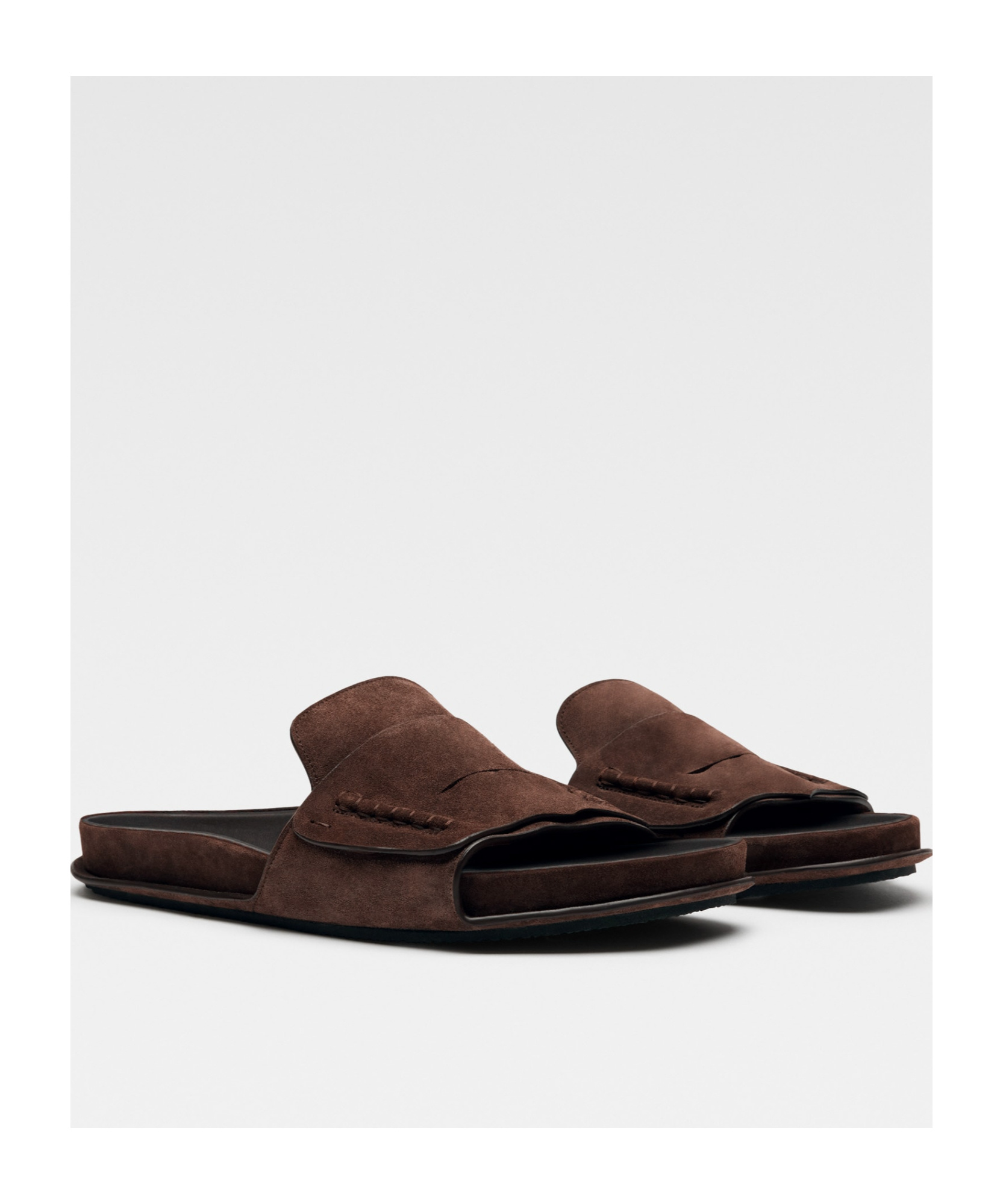 Jacquemus Diamond Cut Suede Slides With Flat Sole In Black