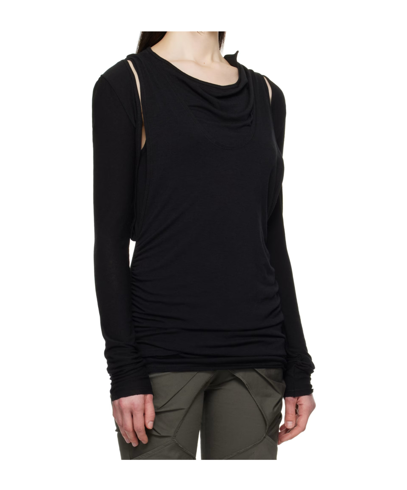 Open Yy Convertible Bolero T-shirt In Black