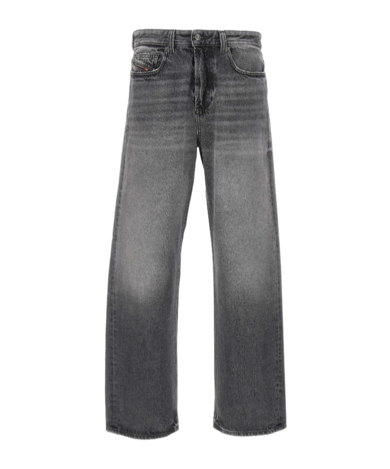 Diesel Straight Trousers With Faded Effect And Belt Loops In Black