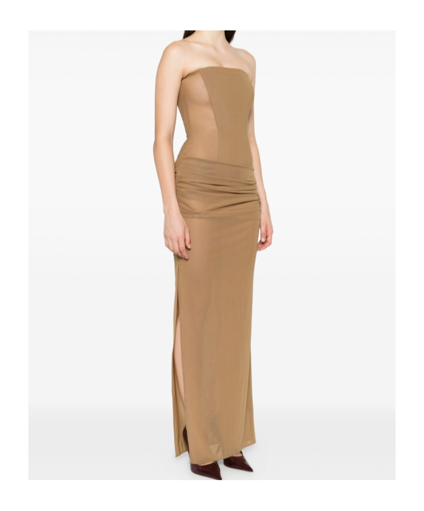 Alex Perry Strapless Longline Column Dress In Brown