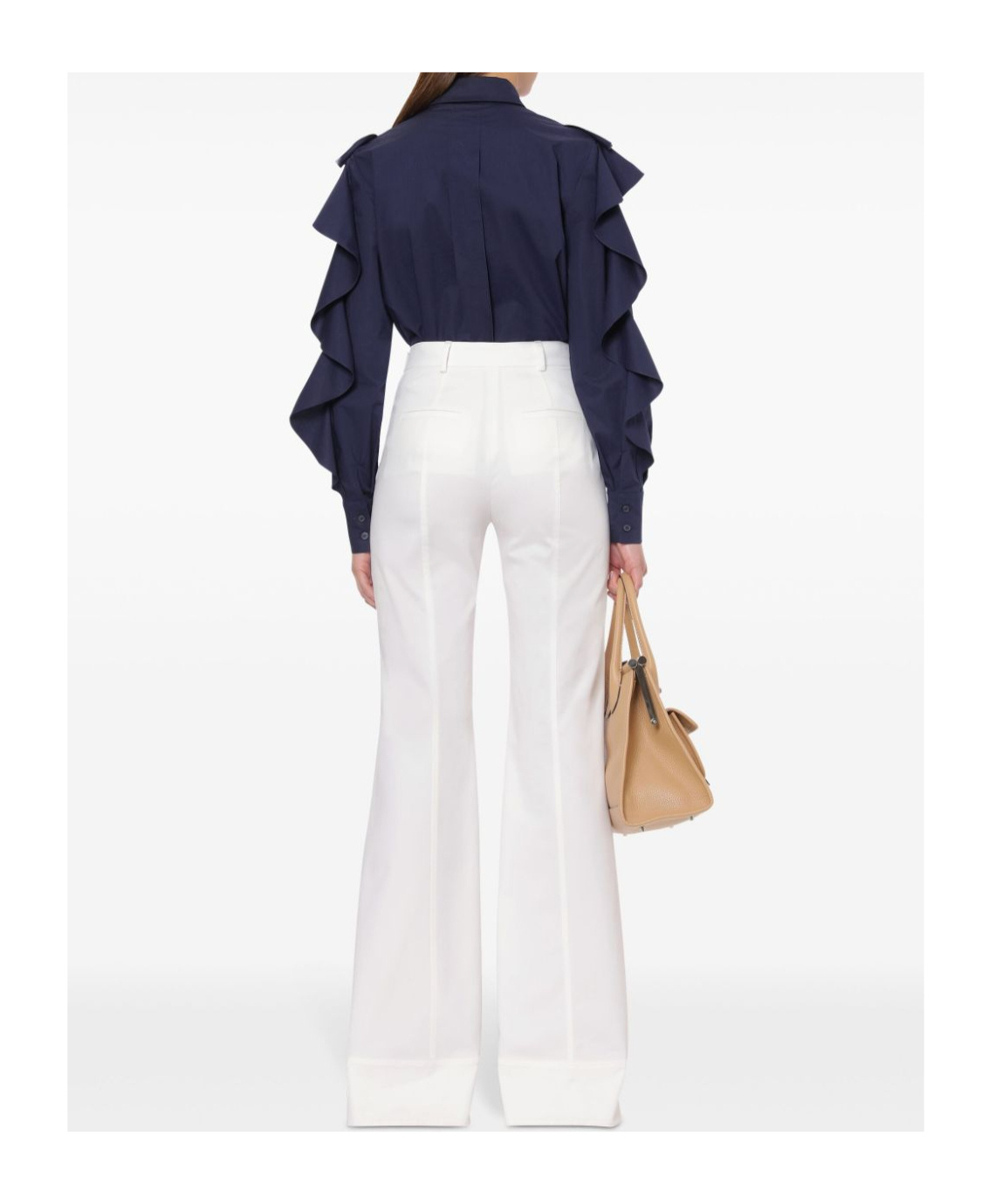Alberta Ferretti Stretch-cotton Ruffled Detailing In Blue