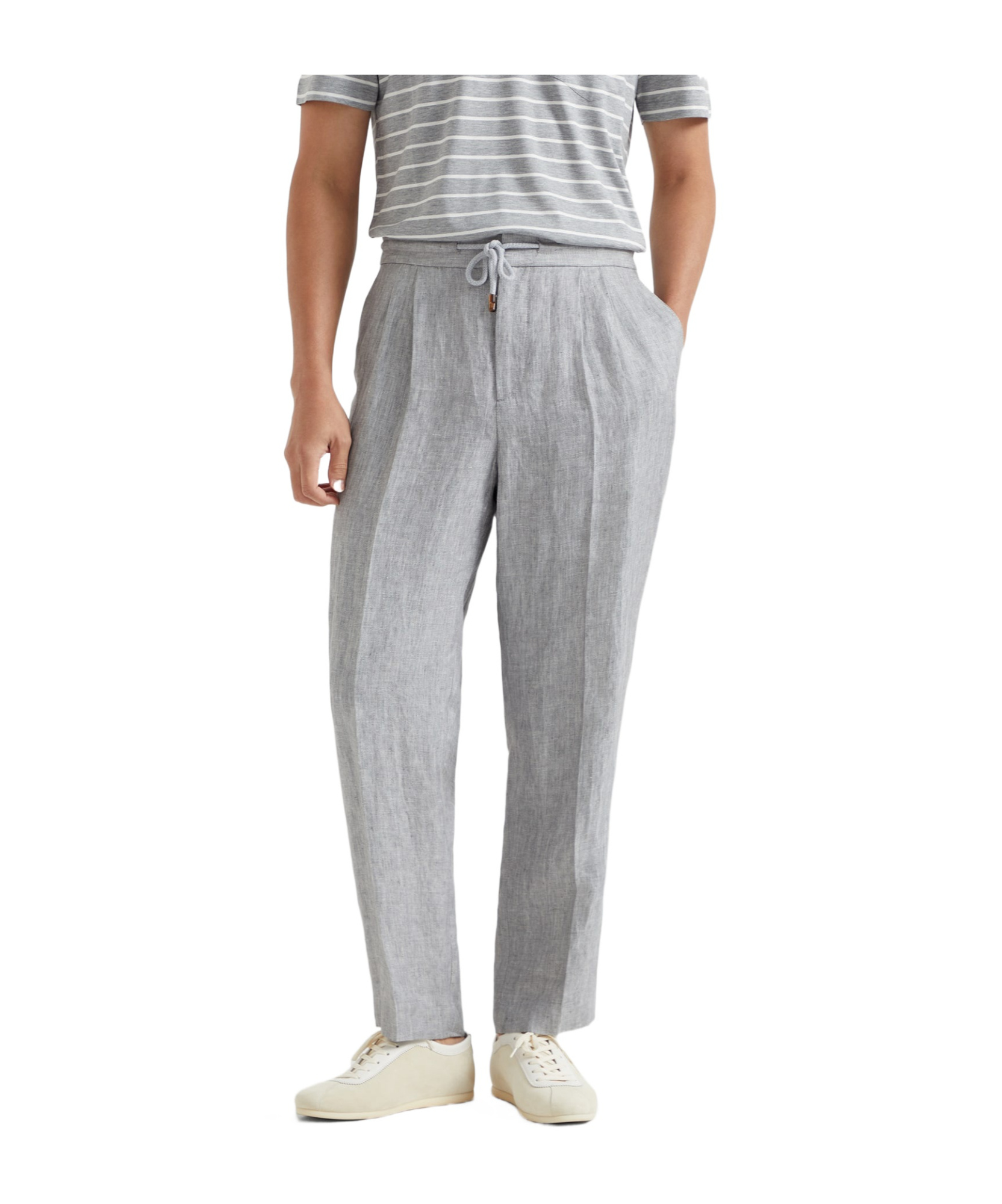 Brunello Cucinelli Drawstring Trousers In Gray